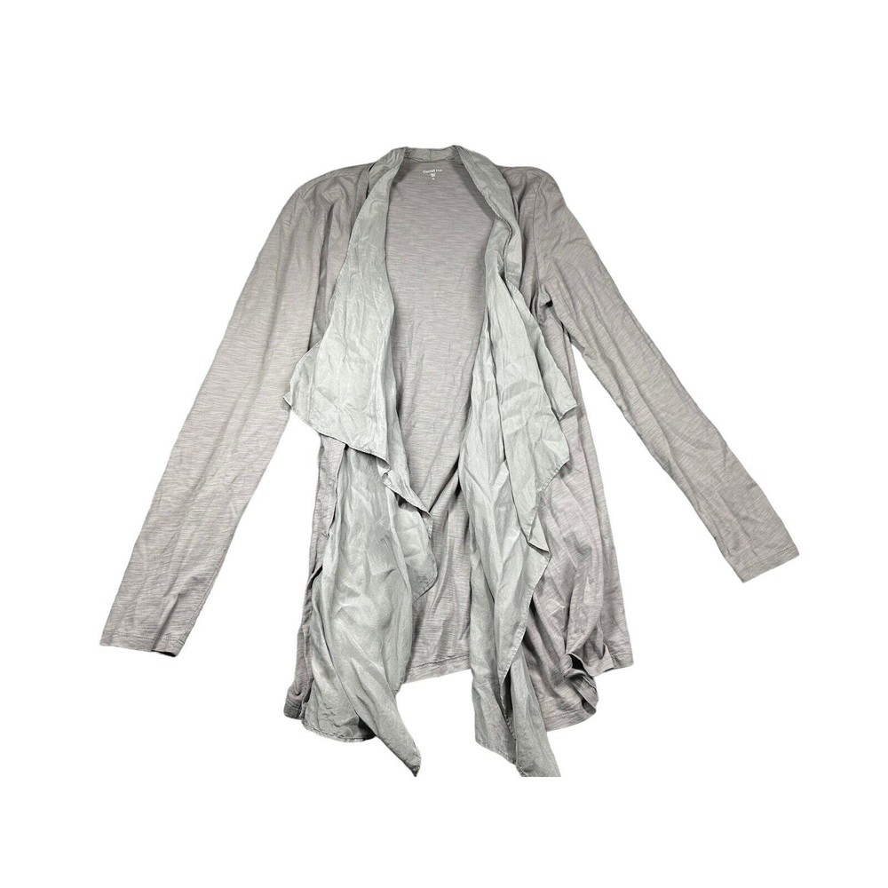 GARNET HILL cardigan Gray knit cotton‎ silk Blend ruffle M